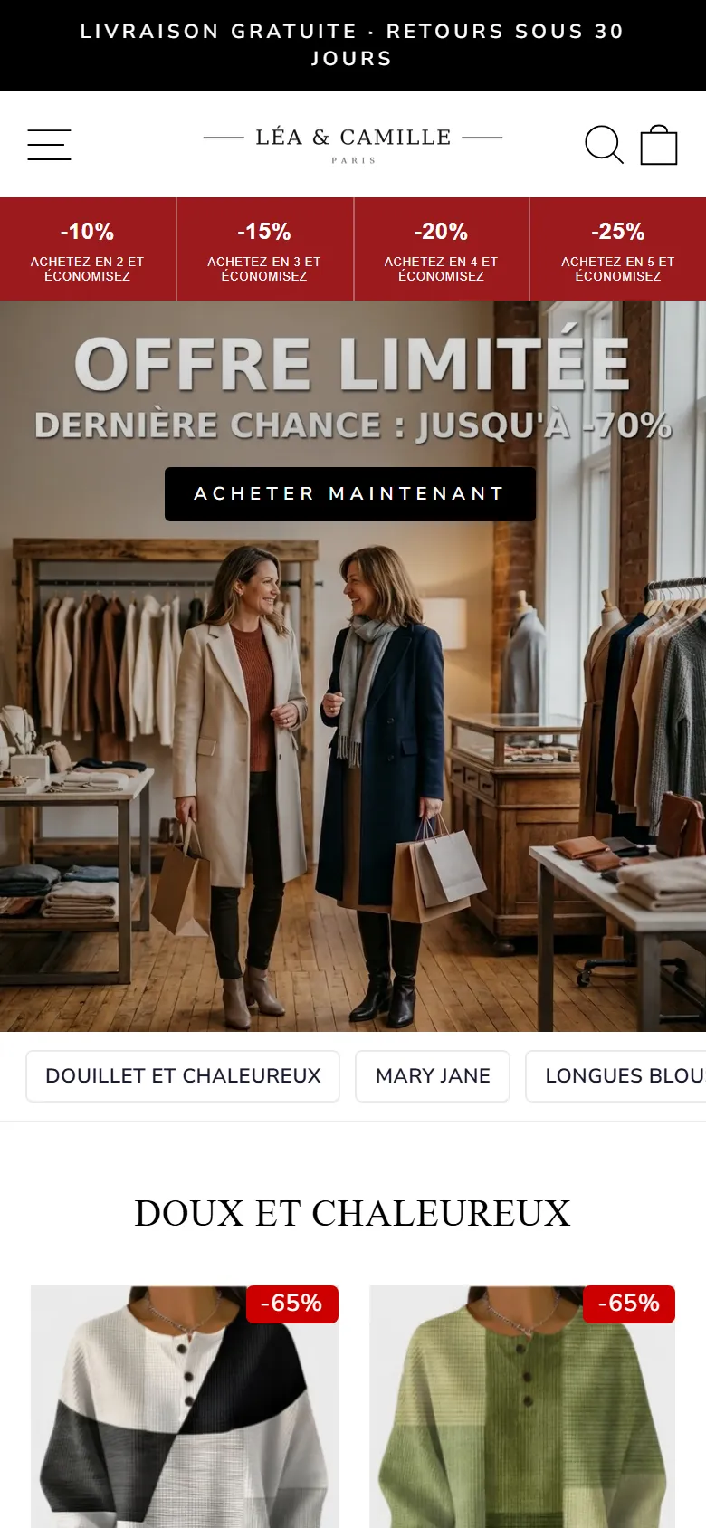 E-shop Léa & Camille na mobilu