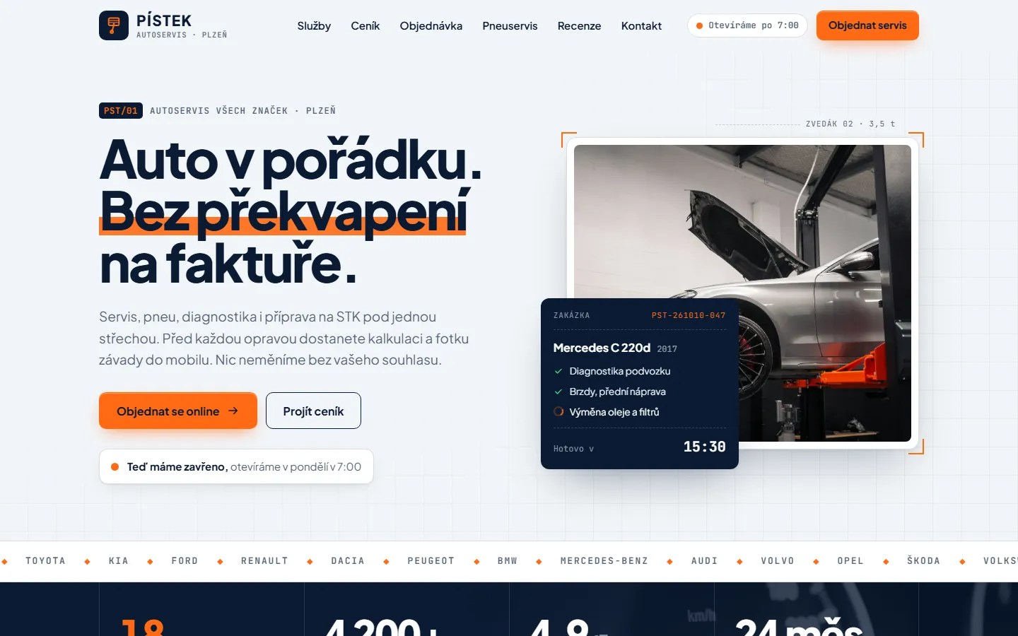 Nový web autoservisu od Webra