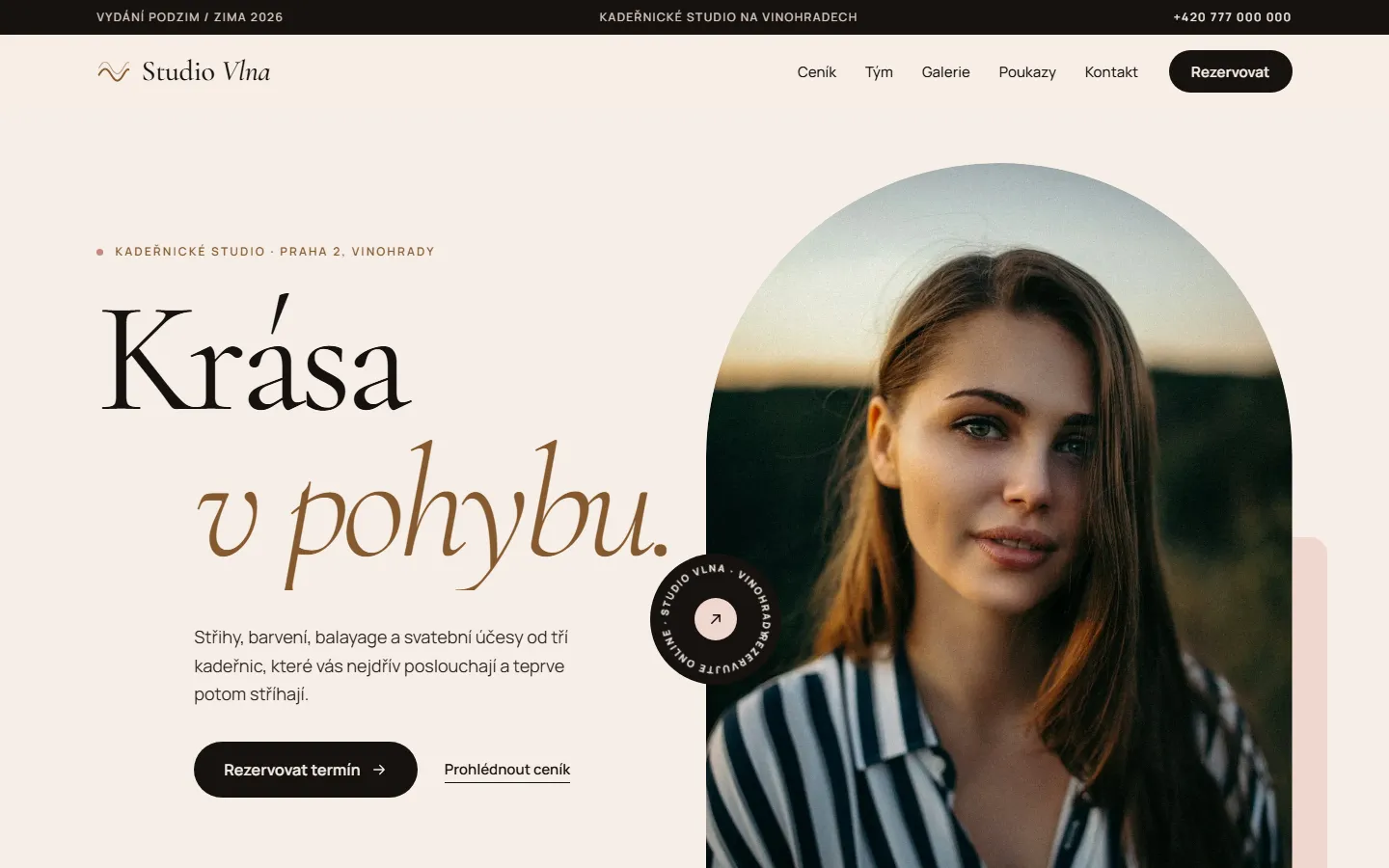 Ukázkový web: Web pro kadeřnictví