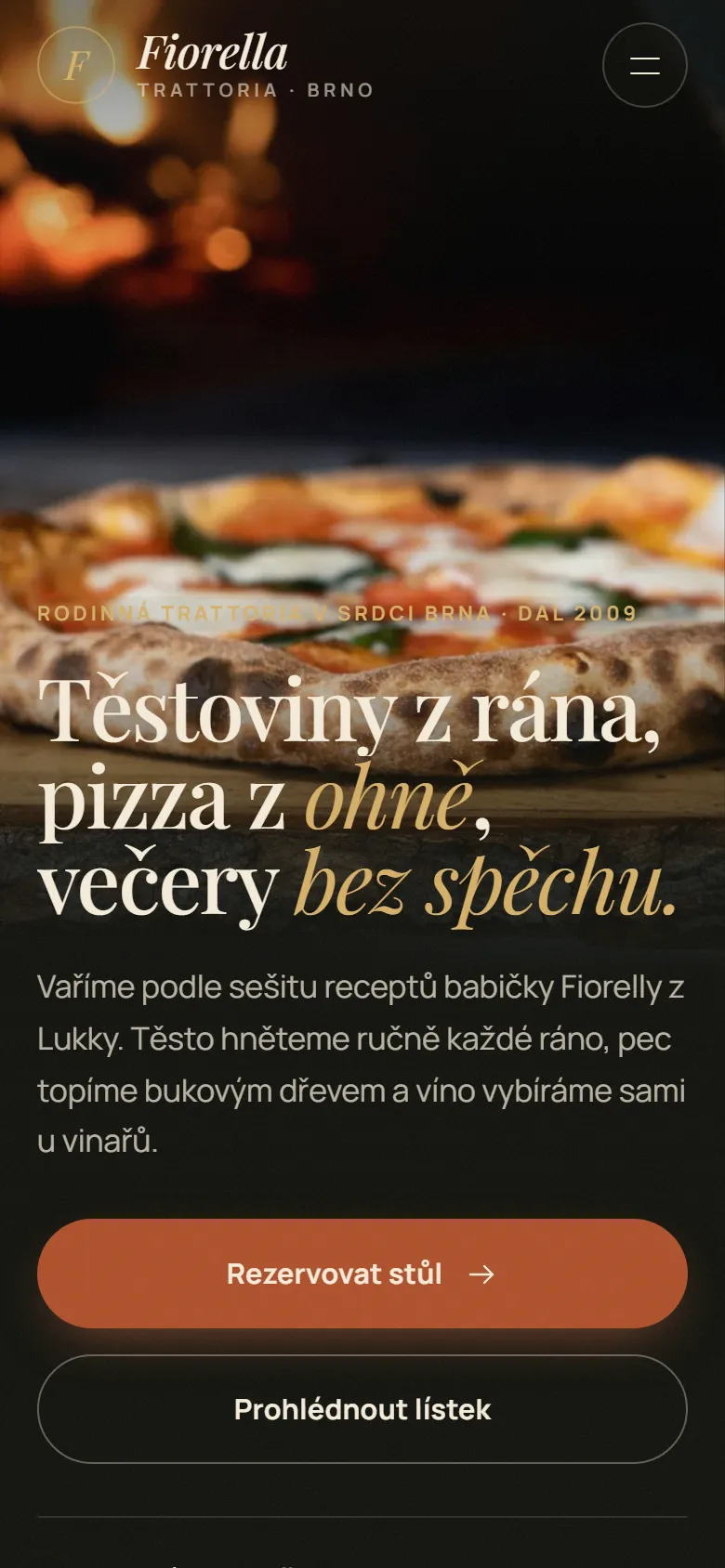 Ukázkový web na mobilu