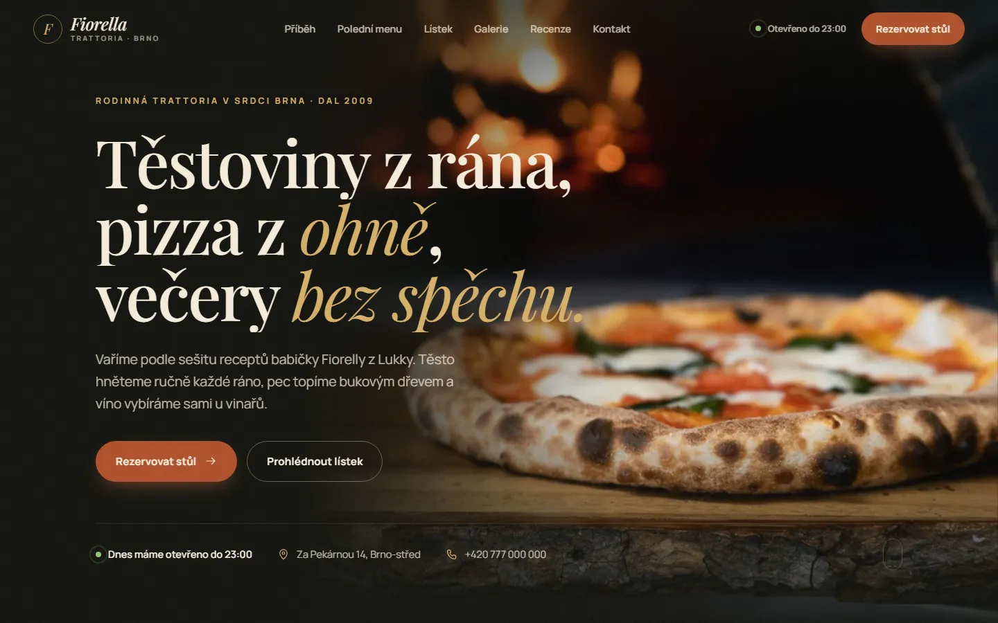 Ukázkový web: Web pro restauraci